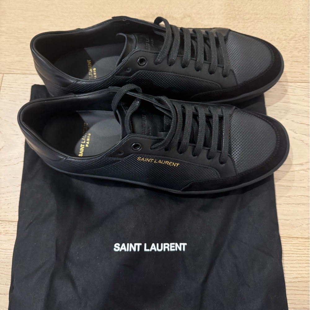 Yves Saint Laurent men’s Black Perforated Leather Sneakers - Court Classic size